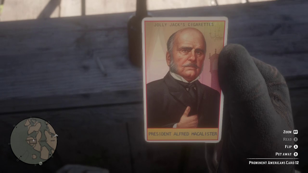 Prominent Americans Cigarette Card 12 - President Alfred Macalister - Map  Location - RDR2 - YouTube