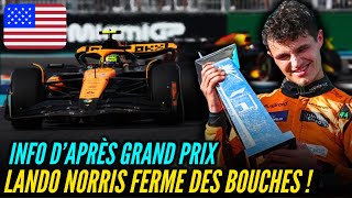 BOMBE DU JOUR : LANDO NORRIS RÈGLE SES COMPTES AVEC SES DÉTRACTEUR !