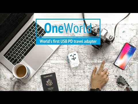 OneWorld PD - The World's First All-In-One Travel Adapter with built-in PD charger.