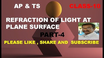REFRACTION OF LIGHT AT PLANE SURFACE PART-4 @CLASS-10 /AP &TS / TET/DSC/ CBSE/ NCERT/ POLYCET /APRJC