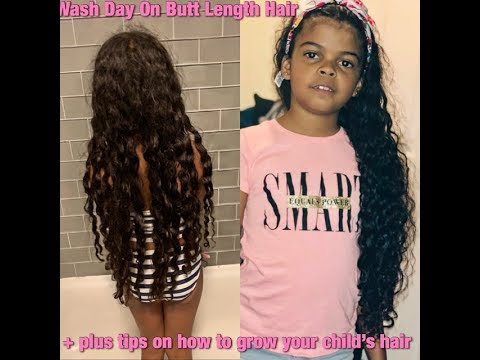 How to Grow Kids Hair to Butt Length FAST + Natural Kids Full Wash Day ...