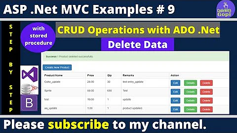 Delete records from Database in Asp. Net with stored procedure | MVC Tutorial for beginners