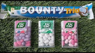 Learn The Colors Of Candy. Asmr Bounty Trio, Tic Tac Mint Berry And Strawberry Mix