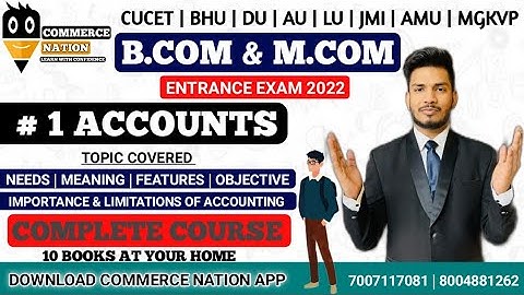 #1 Introduction To Accounting | B.com & M.com Entrance Exam 2022 | CUCET | BHU | DU | AU | LU