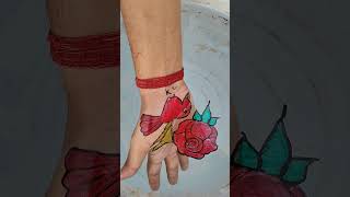 wow Rose 🌹 and flying 🪽 bird drawing 😆on the hand ✋ float in the water 💦#song #art #viral