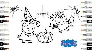 Peppa Pig Spooky Halloween Coloring Page