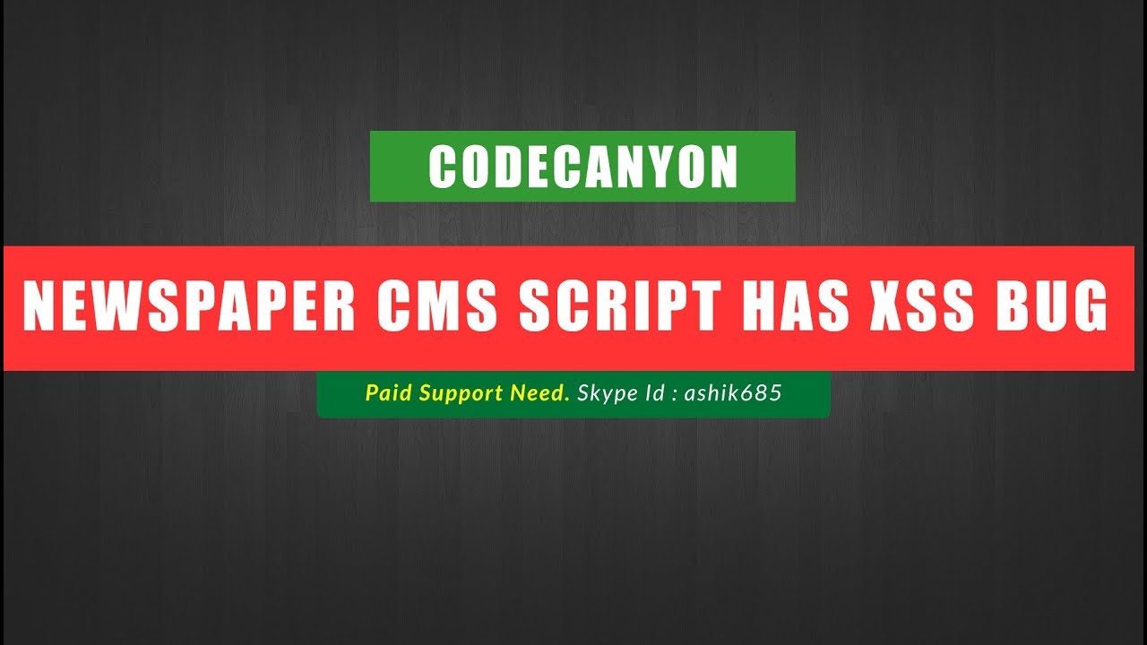 Newspaper Responsive Newspaper CMS Script has XSS Bug