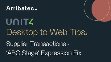 Unit4 Desktop to Web Tips: Supplier Transactions 