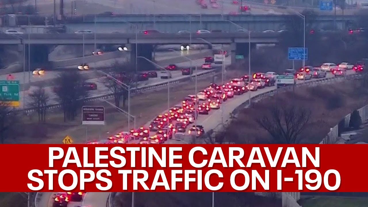 Protest in Chicago: Pro-Palestinian caravan shuts down I-190, confronts lawmakers to demand ceasefir