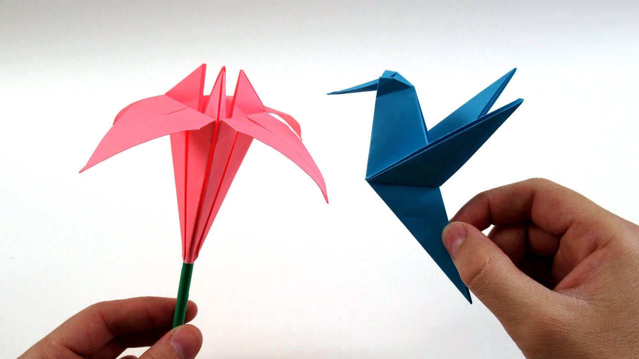 Easy origami hummingbird