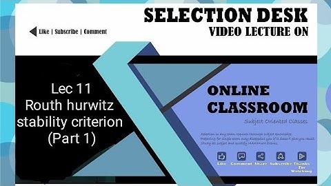 Lecture 11 /Routh Hurwitz (Part 1) /Control Systems Lockdown GATE Series