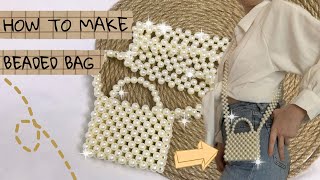 DIY Pearls Beaded Bag For Beginners / طريقة عمل شنطة من خرز اللولي