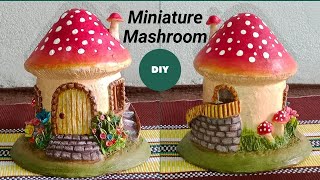 Miniature fairy house/DIY mushroom fairy house/Clay mushroom using jar/My home My paradise