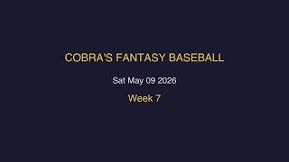 Week 7: Sat May 09 | Cobra's Fantasy Baseball Update