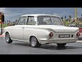 LOUD! Ford Cortina Mk1 runs low 12s at Santa Pod Raceway