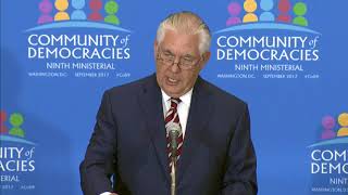 Secretary Tillerson's Remarks at the Community of Democracies