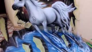 3D Horse Painting streetArt by Artist Ossama Nasr رسم حصان ثلاثي الأبعاد - الرسام أسامة نصر