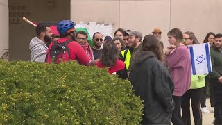 People in support of Israel counter-protest pro-Palestinian encampment at Northwestern University