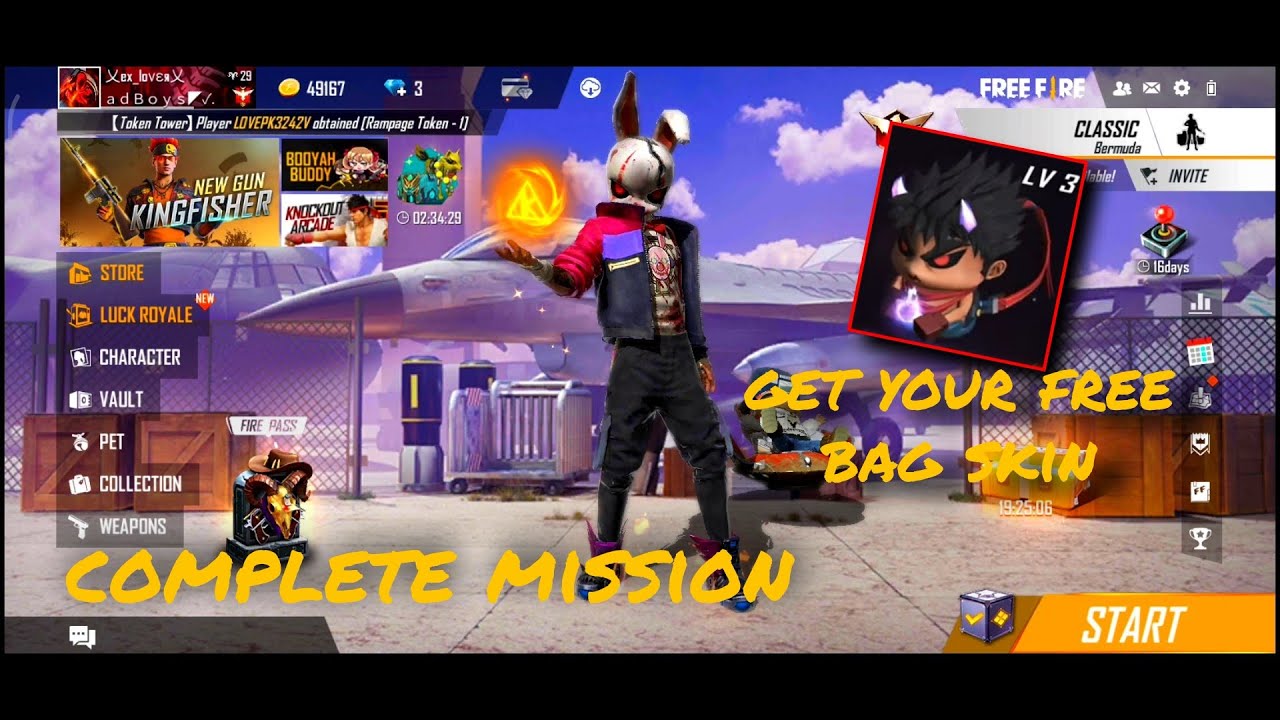 How to complete mission and get your street fighter backpack skin for free |FREEFIRE|🔥