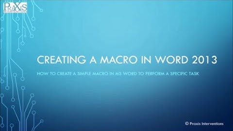 Creating a MACRO in Word 2013