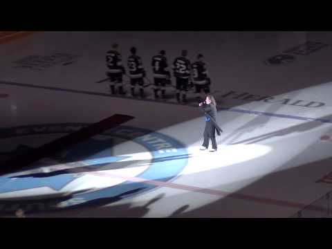 Mark Donnelly Singing The  National Anthem At The Penticton VEES Game 10-3-14