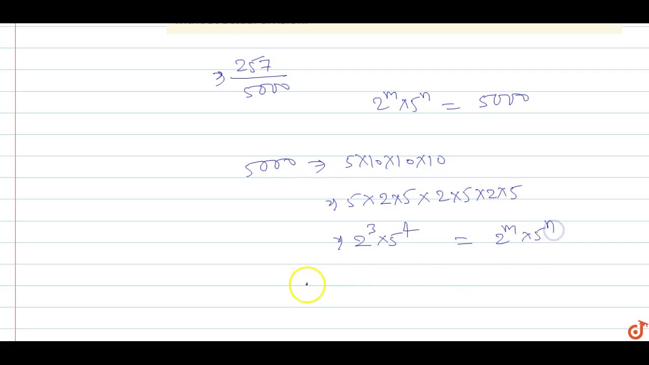Write 257/5000 in form of 2^m 5^n - YouTube