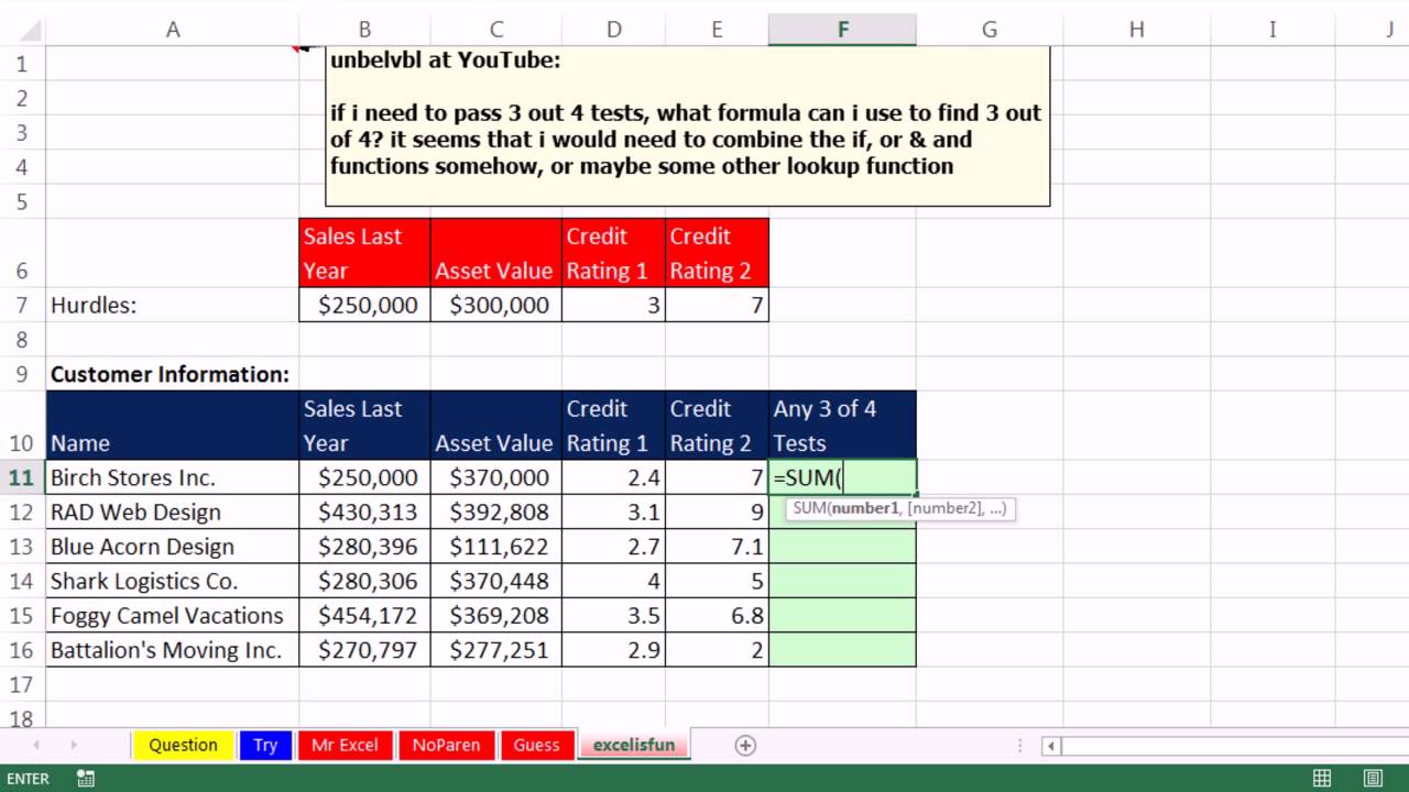 Mr Excel Excelisfun Trick 148 Logical Formula 3 Out Of 4 Tests Are Mr excel excelisfun trick 148 logical formula 3 out of 4 tests are
