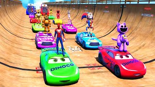 GTAV SPIDERMAN 2, FIVE NIGHTS AT FREDDY'S, THE AMAZING DIGITAL CIRCUS Join in Epic New Stunt Racing