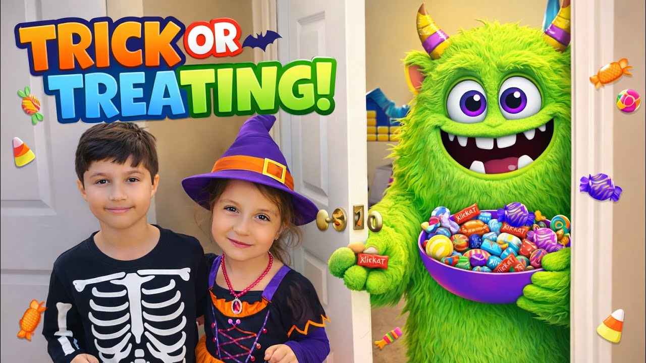 Danny and Amber Collect Treats From a Friendly Monster in Their House!