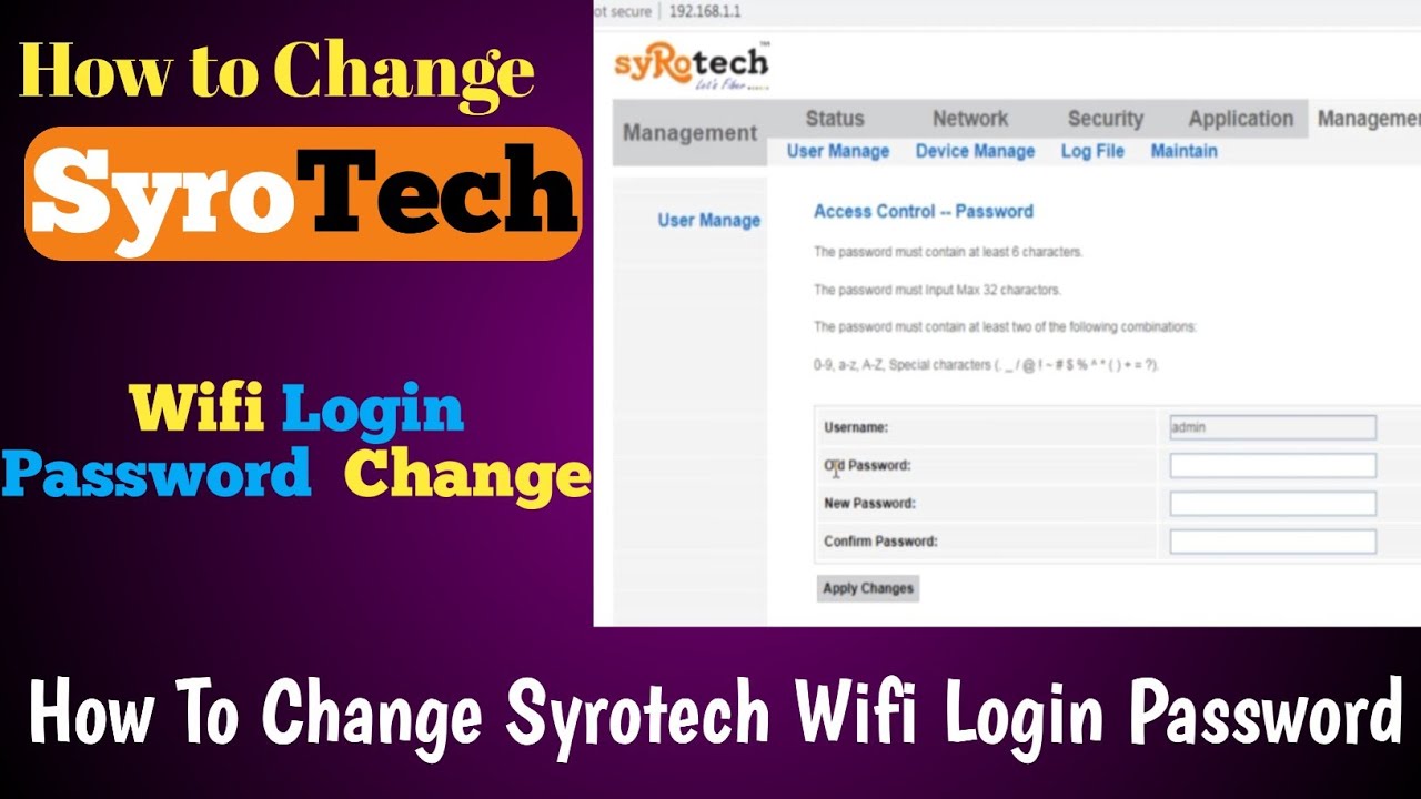How To Change Login Password In Syrotech Rauter | Syrotech Wife Ka ...