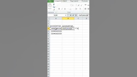 how to hide account number digit | excel tips and tricks #shorts #viral #trending #youtubeshorts