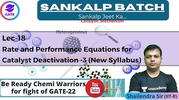 L 18  | Rate and Performance Equations for Catalyst Deactivation -3   | CRE  #GATE2022