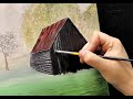 Simple Rustic Barn Acrylic Painting Tutorial #painting #art #paintingwood