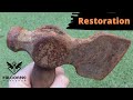 Unique axe restoration. Wood-turning a new handle.