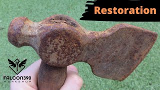 Unique axe restoration. Woodturning a new handle.