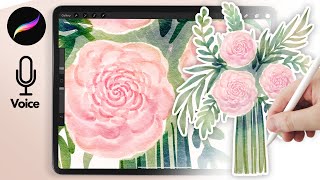 Perfect Roses // EASY Watercolor Bouquet tutorial for Procreate screenshot 3