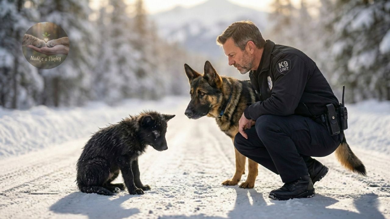 Černé „štěně“ zastavilo policejní auto. Když policista uviděl PROČ, zhroutil se.