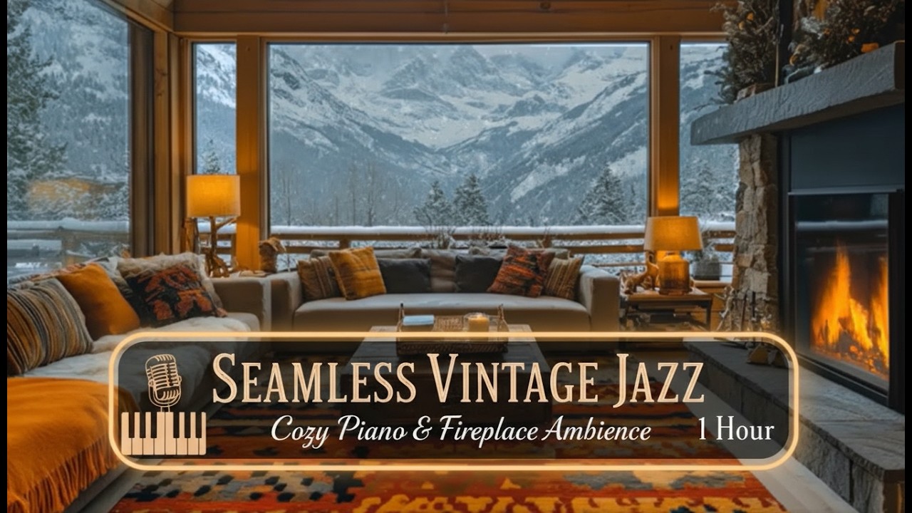 1 Hour Seamless Piano & Fireplace | Cozy Winter Ambience, Study & Relaxation Music