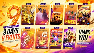 9th Anniversary 9 Days 9 Events Free Fire🔥 All Rewards & Dates😱| FF NEW EVENT | FREE FIRE NEW EVENT screenshot 1