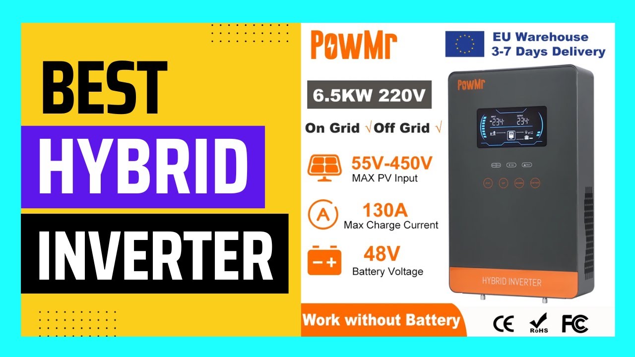 PowMr 6500W Hybrid Solar Inverter 48V 230VAC On Grid Off Grid Pure Sine Wave Inverter