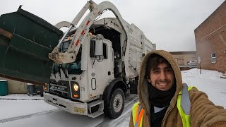 SNOW DAY! Front Loader Garbage Truck