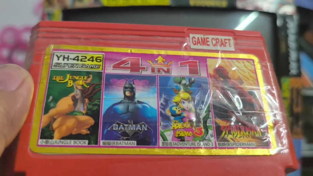 Exploring Cool 8 bit (NES/Famicom) Video Game Multicart YH-4246 Super (4 in 1) Crazy cart cover..