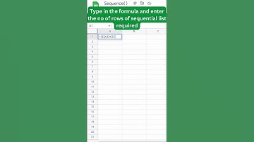 Create a sequential list of numbers using Sequence ( ) formula in Google sheets & Excel