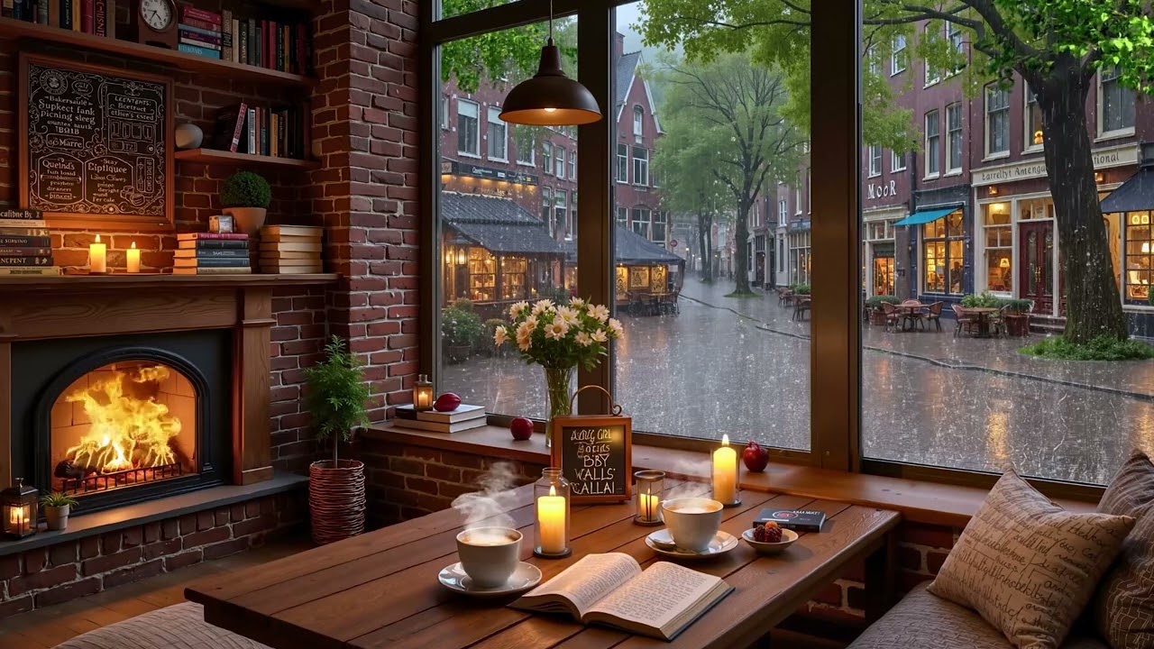 Дождливый весенний день в уютной кофейне 🌧️ Нежная джазовая музыка