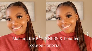 Makeup tutorial for beginners + Detailed contour tutorial | Minenhle Goge | South African YouTuber