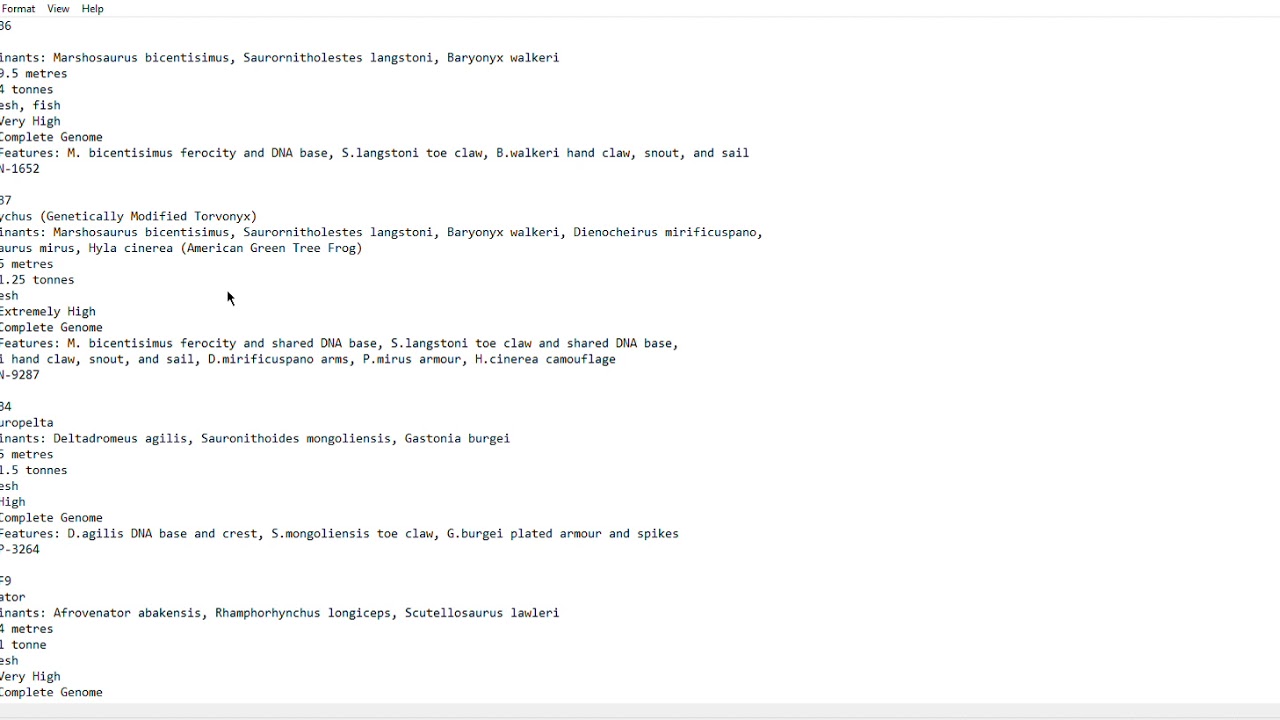 Dinosaur Hybrid Ideas Part 1