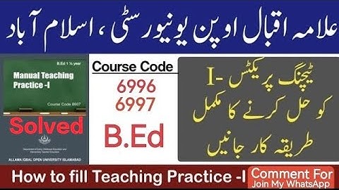 Aiou Bed 6996 Solved Field Notes/Observation report/8607/8608/6997Solved Field Note/Teaching practic