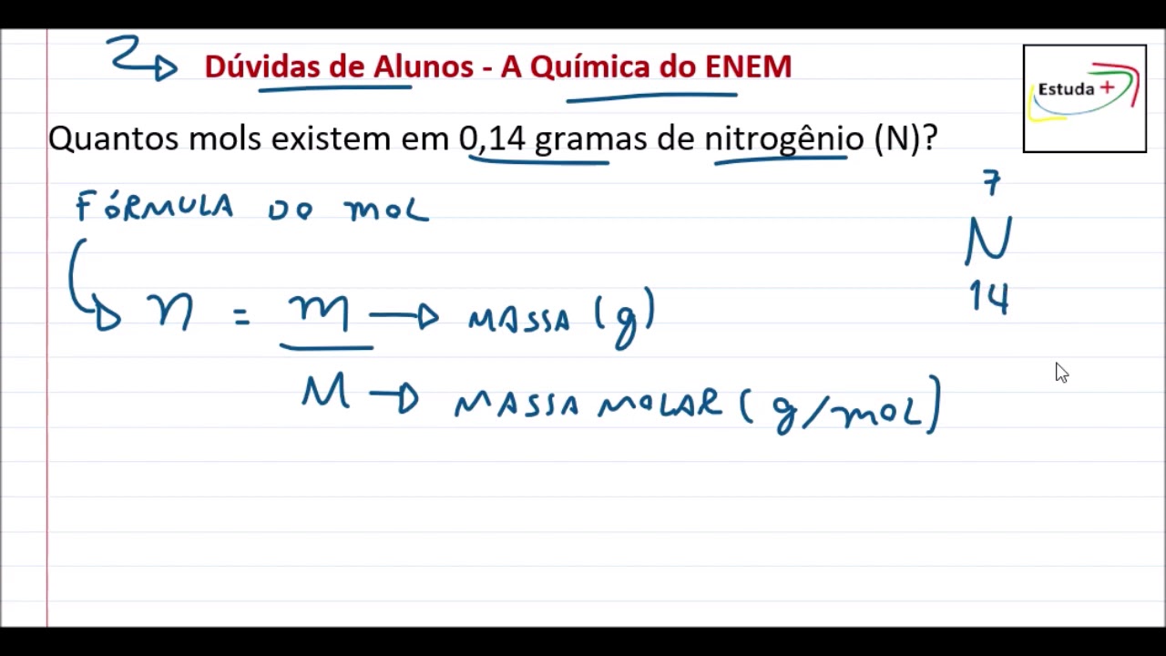 Quantos mols existem em 0,14 gramas de nitrogênio (N)? YouTube Quantos mols existem em 0,14 gramas de nitrogênio (N)? YouTube
