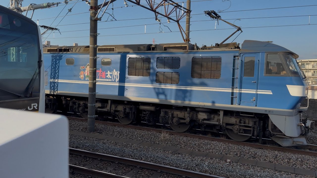 【4K高画質】【クリーンかわさき号】JR貨物EF210形100番台119号機〔新〕（新塗装）＋コキ16両が尻手駅4番線を通過するシーン（153レ・新A174・コンテナ輸送）2026.3.7