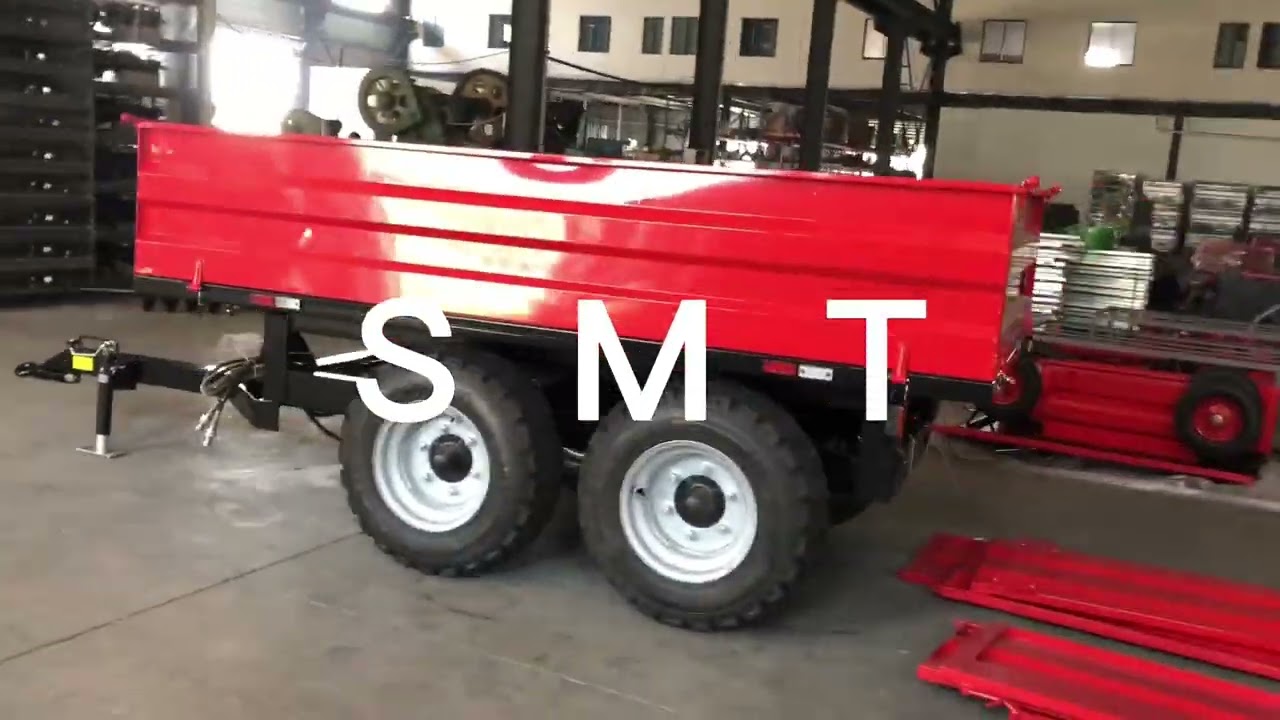 SMTAGRI 4 ton 2 wheels dump trailer and 4 ton 4 wheel tipping trailer